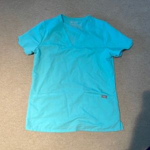 Aqua blue figs scrub top